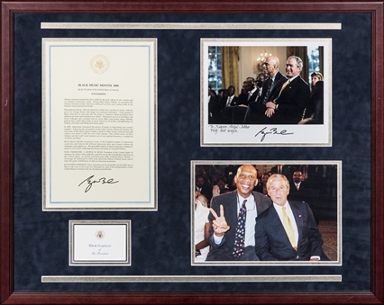 George W. Bush Declaration & Photo Addressed To Kareem Abdul-Jabbar In 30x24 Framed Display (Abdul-Jabbar LOA)